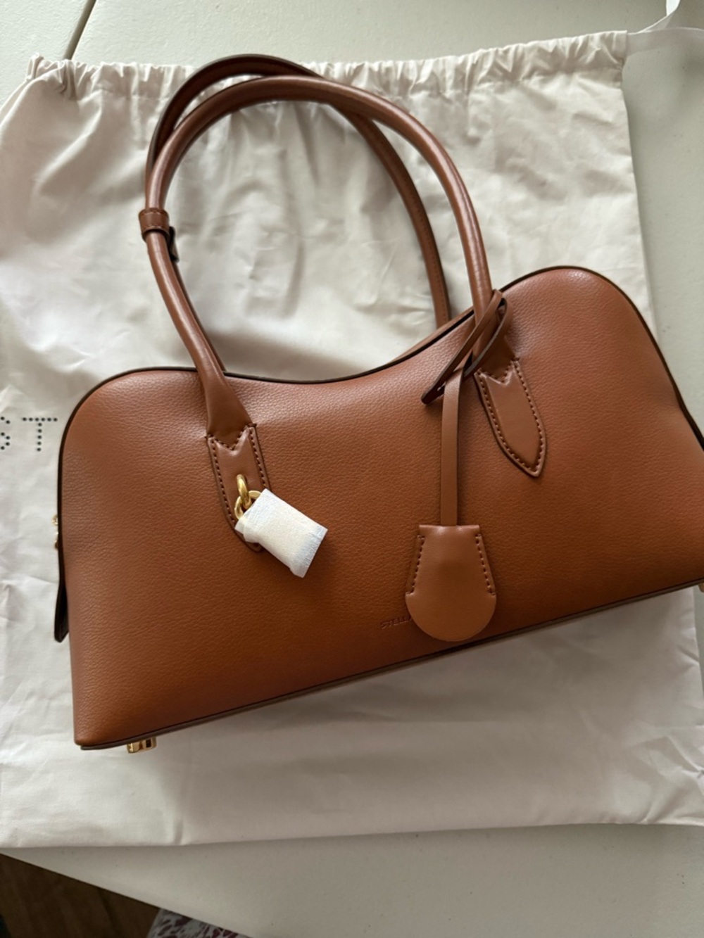 Stella McCartney Tan Brown Dome-Top Shoulder Bag
